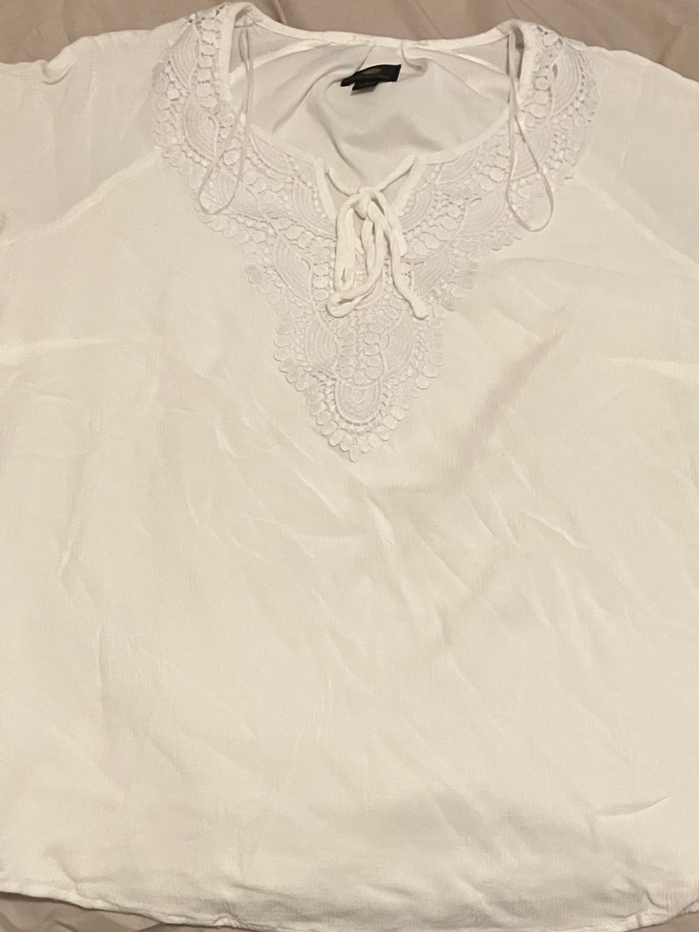 JM Collection Lace-Trim Tie-Neck Chemise Top!Accepting Offers/Bindle Deals!